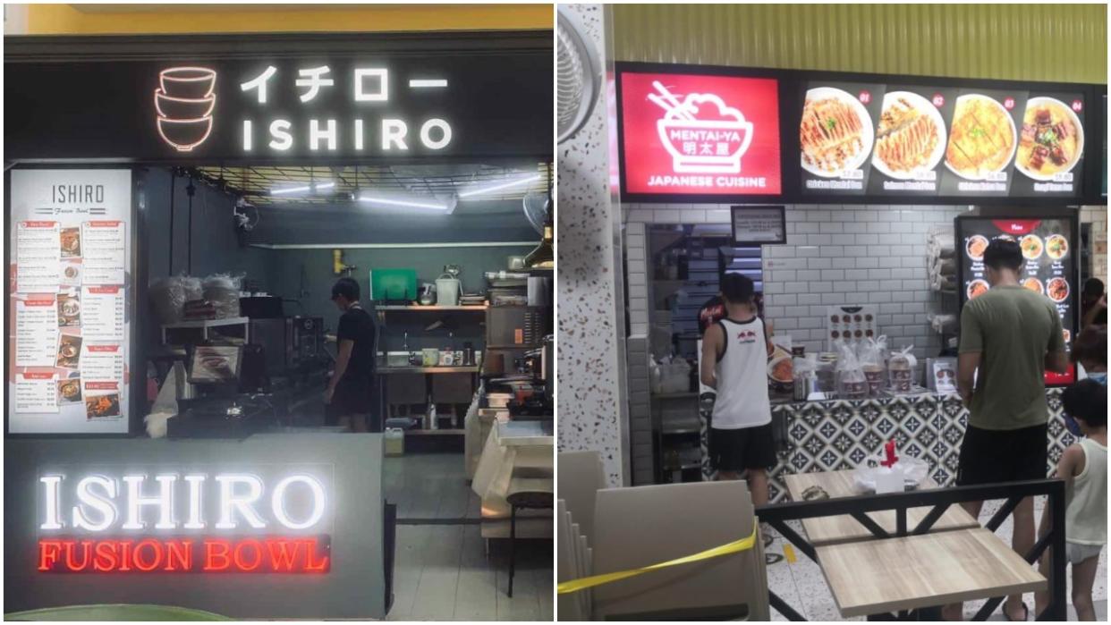 Ishiro at Bedok Marketplace (left) and Mentai-ya at Tampines. (PHOTOS: Ishiro's and Mentai-ya's Facebook pages)