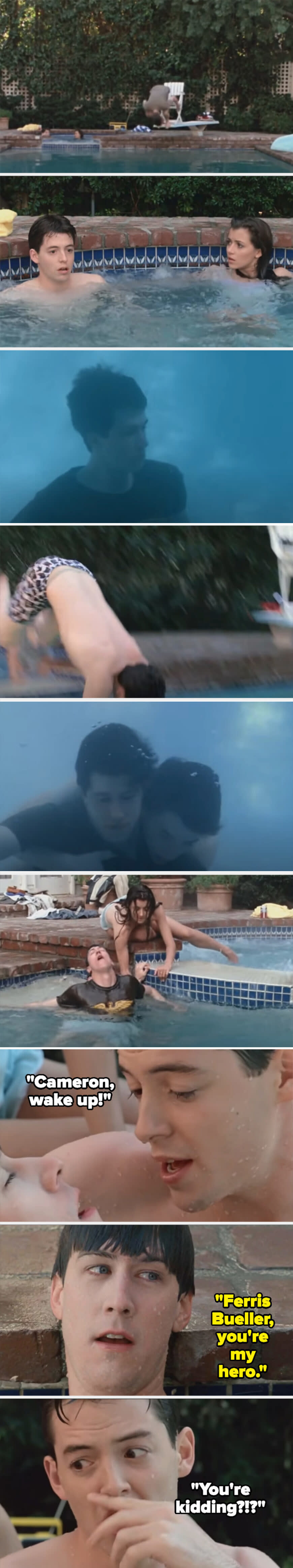 Ferris "saving" Cameron in the pool