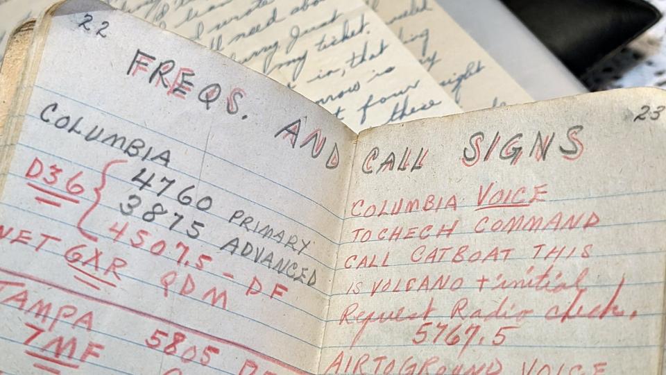 Quentin Stambaugh's radio book that he used during combat missions during World War II.