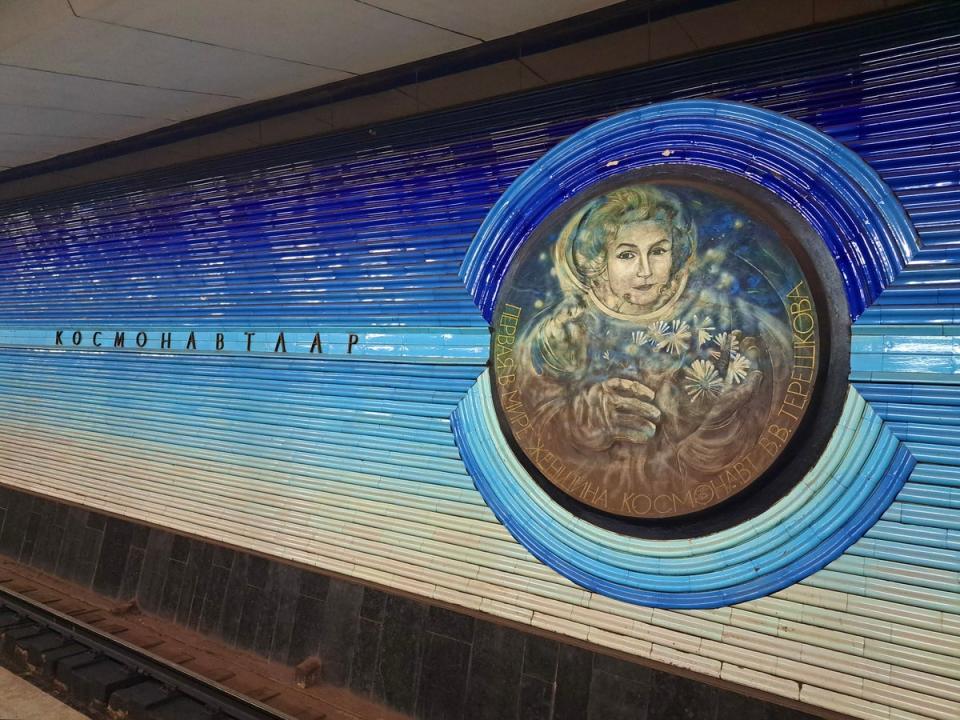 Rising star: Valentina Tereshkova, first woman in space, commemorated in Kosmonavtlar Metro station in Tashkent (Sean Moulton)