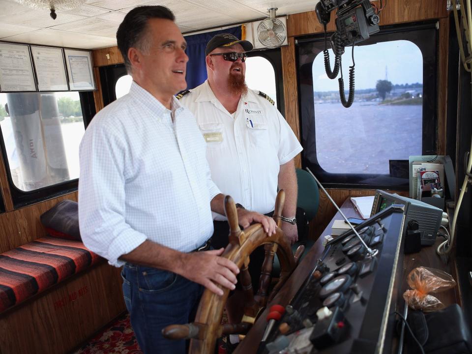 Mitt Romney on a boat in 2012.