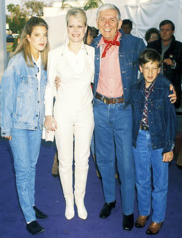 <p>Ron Galella, Ltd./Ron Galella Collection via Getty</p> Tori Spelling, Candy, Aaron and Randy in 1990