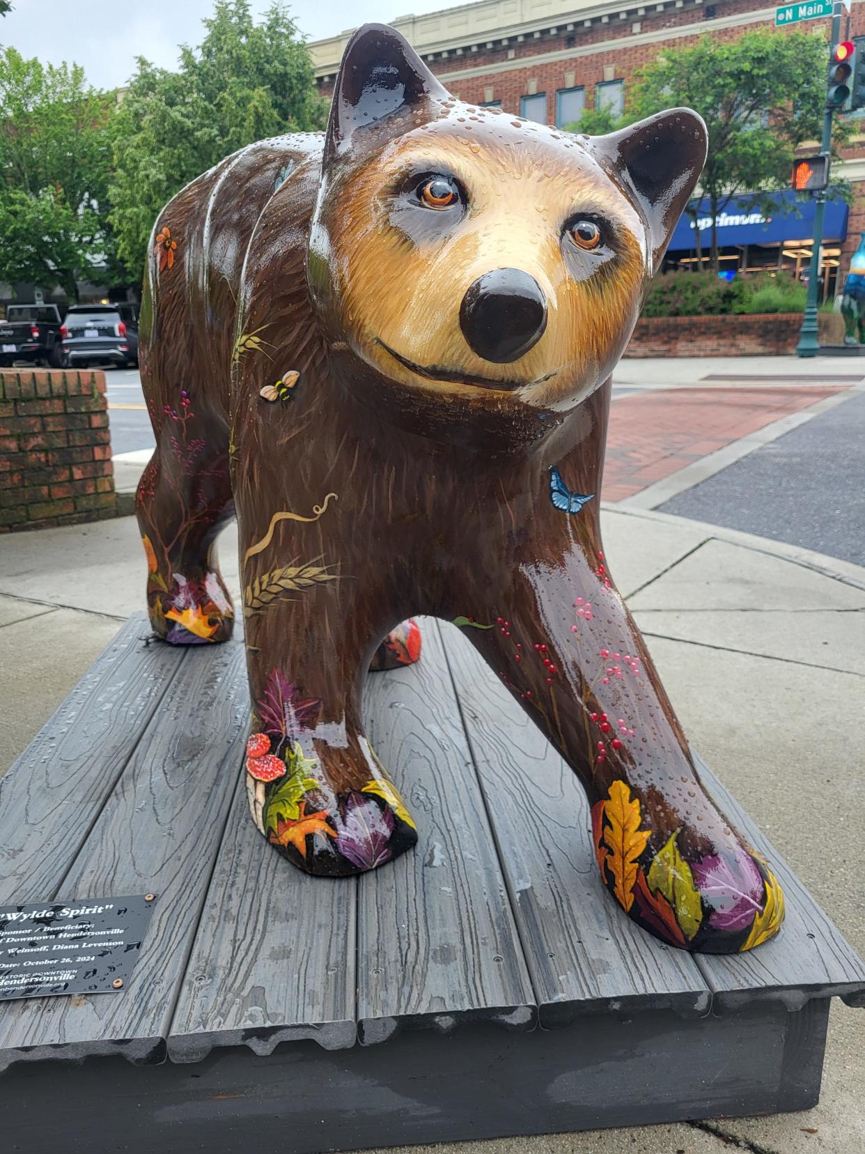 "Wylde Spirit" bear is one of the 20 new Bearfootin' Bears now on display along Main Street in Hendersonville.