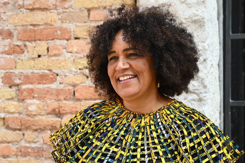 Venice Biennale curator, Ghanaian-Scottish architect, educator, and novelist Lesley Lokko, gives an interview in Venice on May 18, 2023. - Photo: Vincenzo PINTO / AFP (Getty Images)