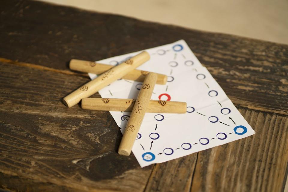 a few wooden pieces on a table