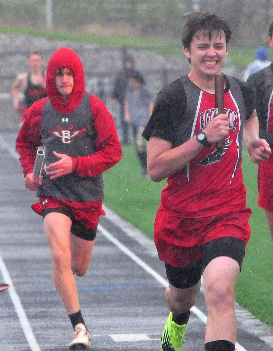 Loudonville High School’s Franky Sanchez runs a lap of  the boys 4x800 meter relay at the Bob Valentine Invitational at Hillsdale High School Friday, May 6, 2022. LIZ A. HOSFELD/FOR TIMES-GAZETTE.COM