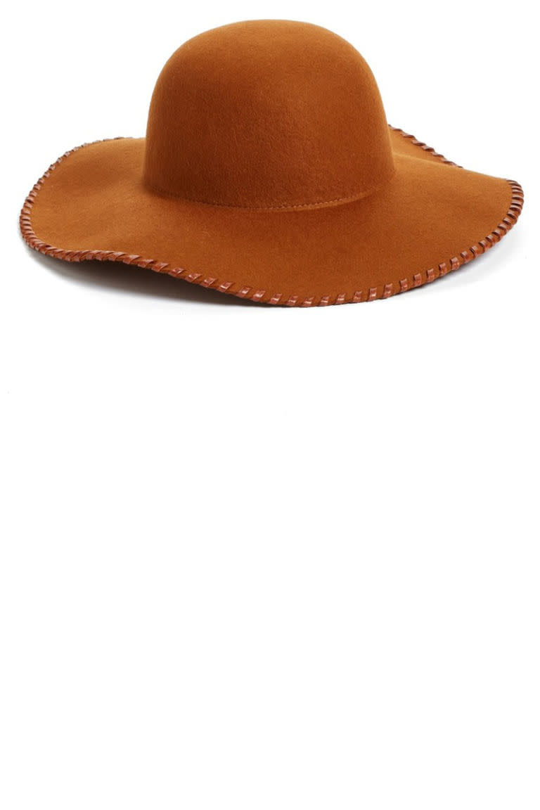 <p><strong>Phase 3</strong> hat, $38, <a rel="nofollow noopener" href="http://shop.nordstrom.com/s/phase-3-whipstitch-wool-floppy-hat/4280259?origin=category-personalizedsort&fashioncolor=RUST%20SEPIA" target="_blank" data-ylk="slk:nordstrom.com;elm:context_link;itc:0;sec:content-canvas" class="link ">nordstrom.com</a>. </p>