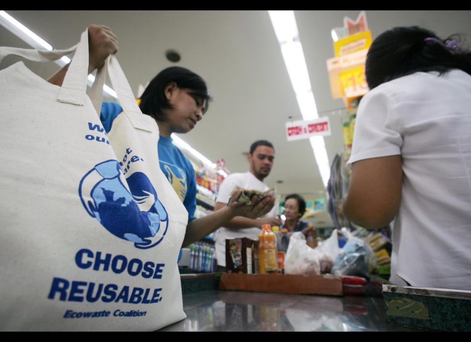 We all know by now that plastic bags are <a href="http://www.ouramazingplanet.com/ocean-plastic-garbage-patch-0512/" target="_hplink">wreaking havoc</a> on the ocean and environment. Like water bottles, until they get fully <a href="http://www.thonline.com/article.cfm?id=295102" target="_hplink">banned or taxed</a>,  you’ll have to forge ahead in your own no-plastic-bag campaign.     Remember, reusable bags aren’t just for the grocery store; they’re for clothes shopping, the pharmacy, the liquor or wine shop, or carrying out the wrapped-up leftovers from your favorite restaurant. There are even reusable bags just for produce and bulk shopping.      With all these opportunities for stealthy cashiers to slip you a plastic bag, it pays to be prepared. Dump the bulky grocery reusable bags and keep a little fold-up one with you in your purse, briefcase, or European carryall. You’ll feel like a magician unfurling it and triumphantly declaring “I have my own bag, thanks!”    