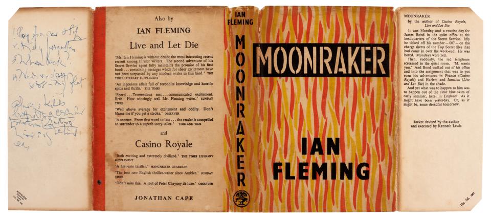 A first edition presentation copy of Moonraker inscribed to Raymond Chandler (Sotheby’s/PA)