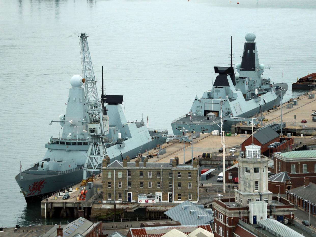 Type 45 destroyers HMS Dragon (left) and HMS Diamond docked in Portsmouth: PA