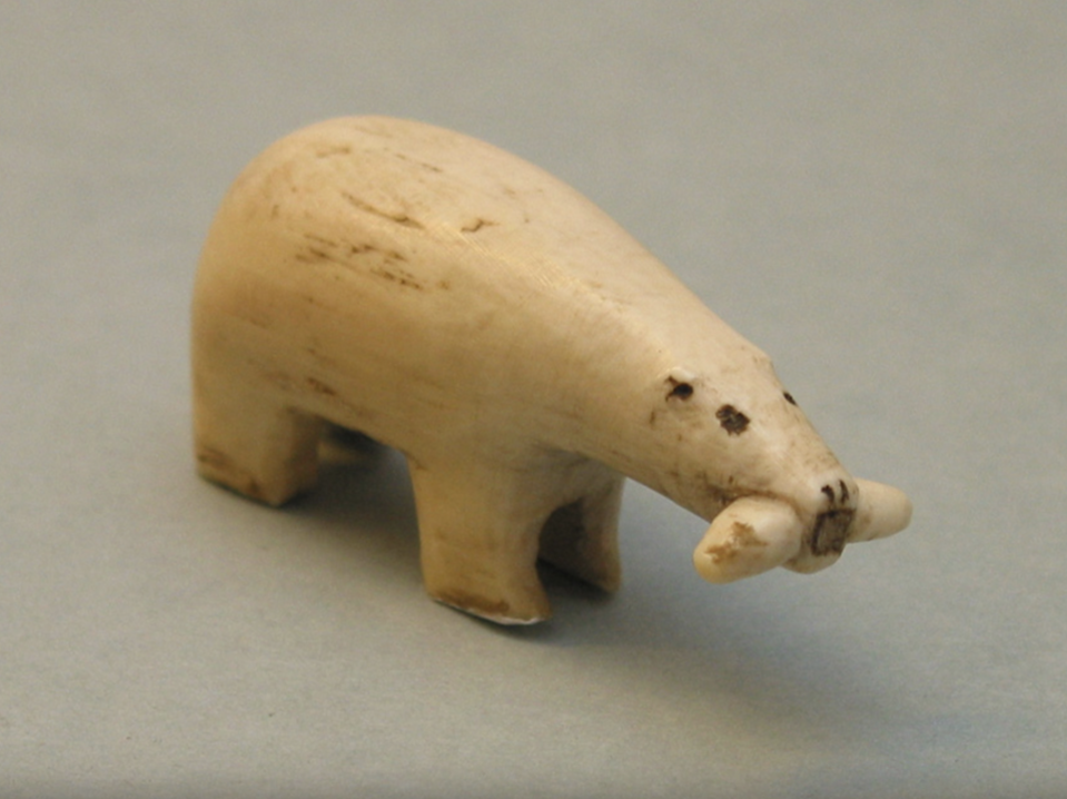 "Polar bear with fish," maker once known, undated.