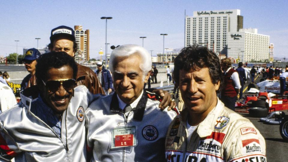 streets of las vegas, united states of america october 17 mario andretti with sammy davis jr and caesars palace president harry wald during the caesars palace gp at streets of las vegas on october 17, 1981 in streets of las vegas, united states of america photo by ercole colombo studio colombo