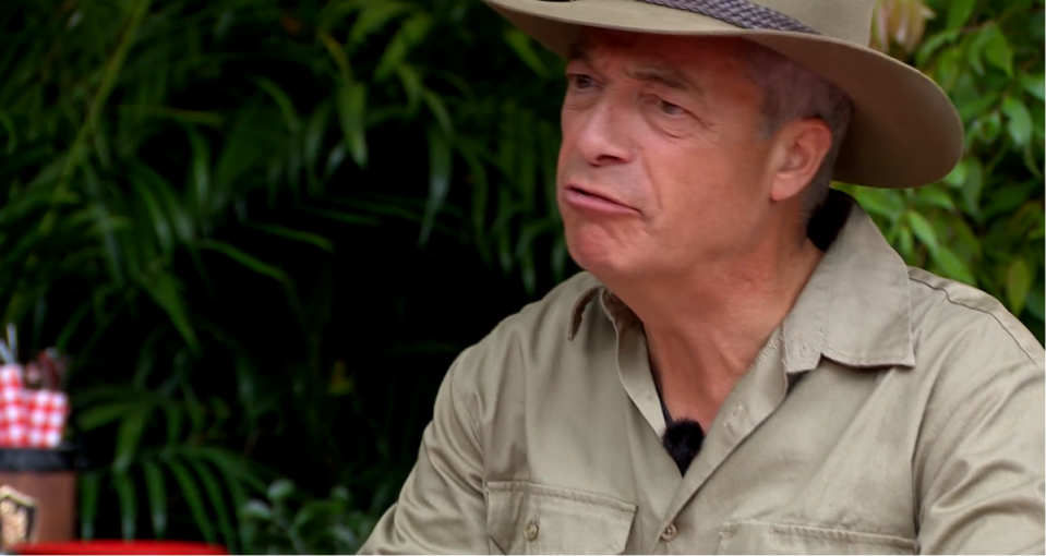 Burke shared her disdain for Nigel Farage (pictured) being cast for 2023 (I’m A Celebrity… Get Me Out Of Here! / ITV)