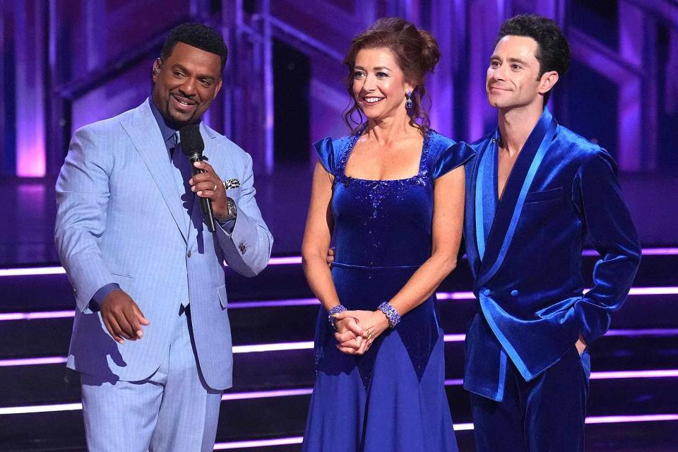 <p>Eric McCandless/Disney via Getty Images</p> Alfonso Ribeiro, Alyson Hannigan and Sasha Farber on <em>Dancing with the Stars</em> Nov. 28, 2023