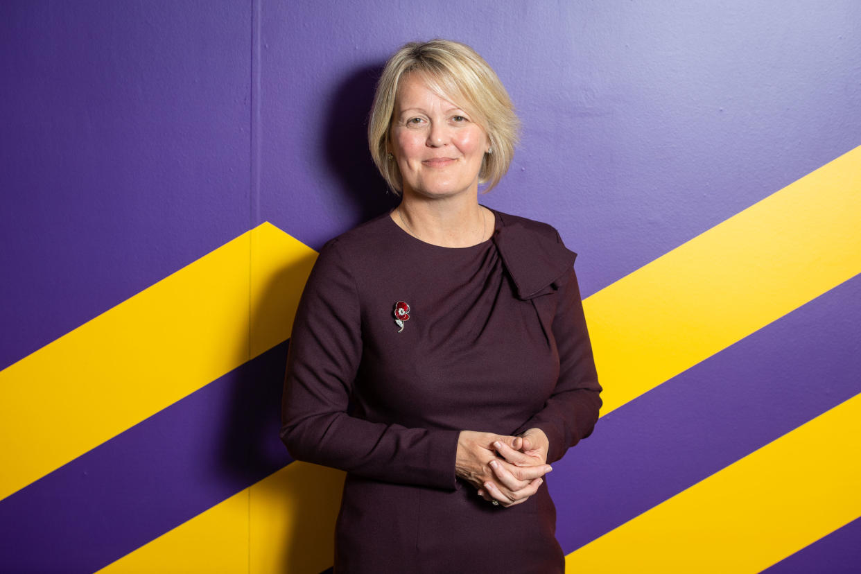 Newly installed RBS Chief Executive Officer Alison Rose during a visit to meet with entrepeneur customers at a NatWest business hub in Islington, London. PA Photo. Picture date: Friday November 1,2019. See PA story CITY RBS . Photo credit should read: Dominic Lipinski/PA Wire (Photo by Dominic Lipinski/PA Images via Getty Images)