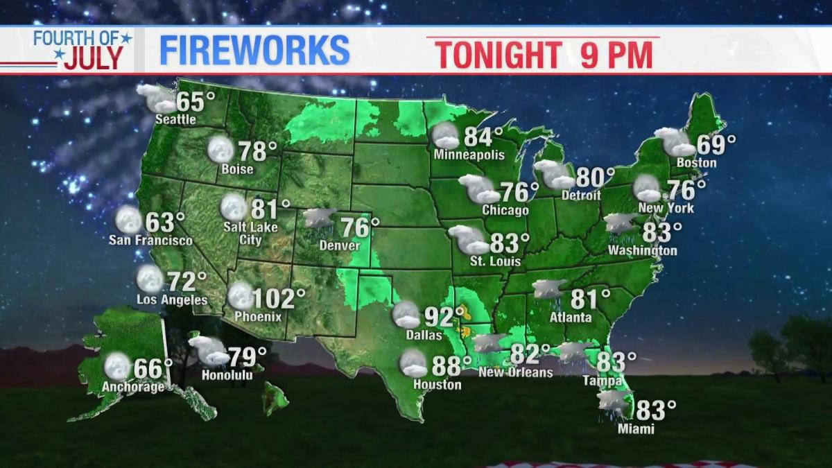 Fourth of July weather Which areas see rain in the forecast?