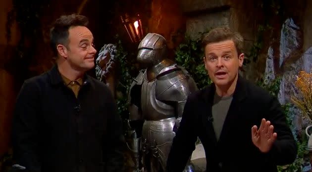 Ant and Dec have repeatedly mocked the prime minister over the allegations No.10 held a Christmas party last year during lockdown (Photo: Twitter @imacelebrity)