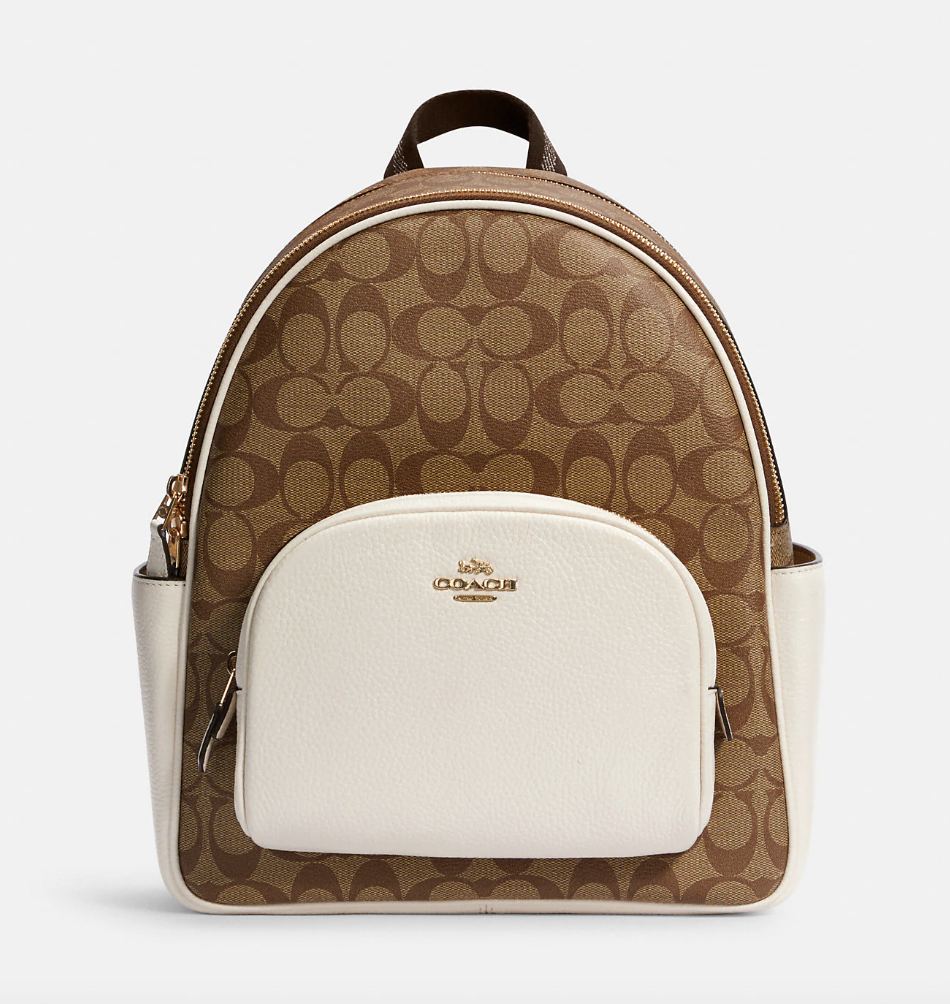 Court Backpack in Signature Canvas Gold/Khaki/Chalk (Photo via Coach Outlet)