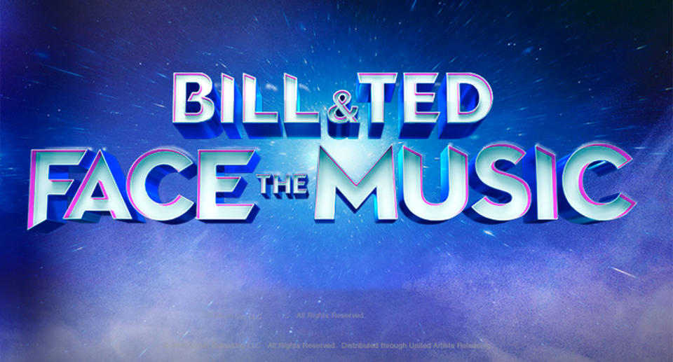 The title treatment for Bill and Ted Face The Music. (WB)