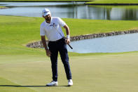 Hayden Buckley watches his birdie putt miss the cup on the third green during the third round of the Sony Open golf tournament, Saturday, Jan. 14, 2023, at Waialae Country Club in Honolulu. (AP Photo/Matt York)