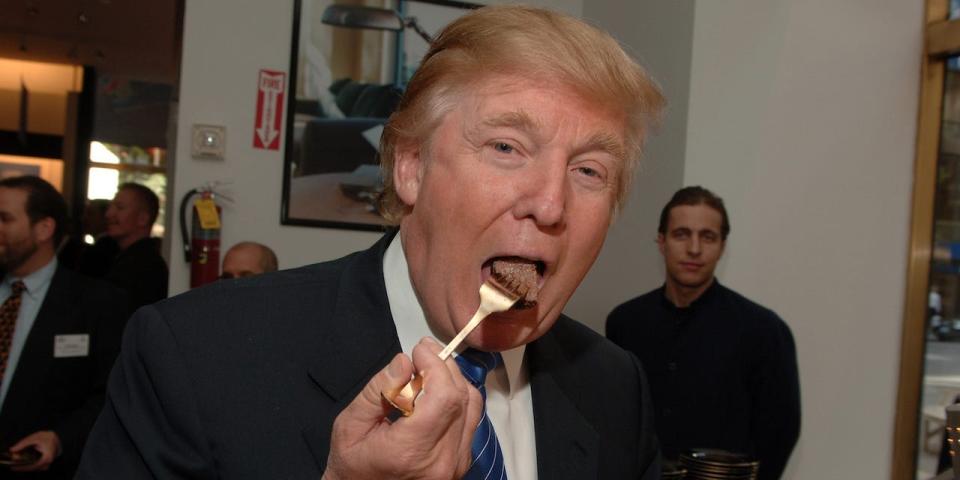 Donald Trump during Launch of Trump Steaks at The Sharper Image at The Sharper Image in New York City, New York, United States.