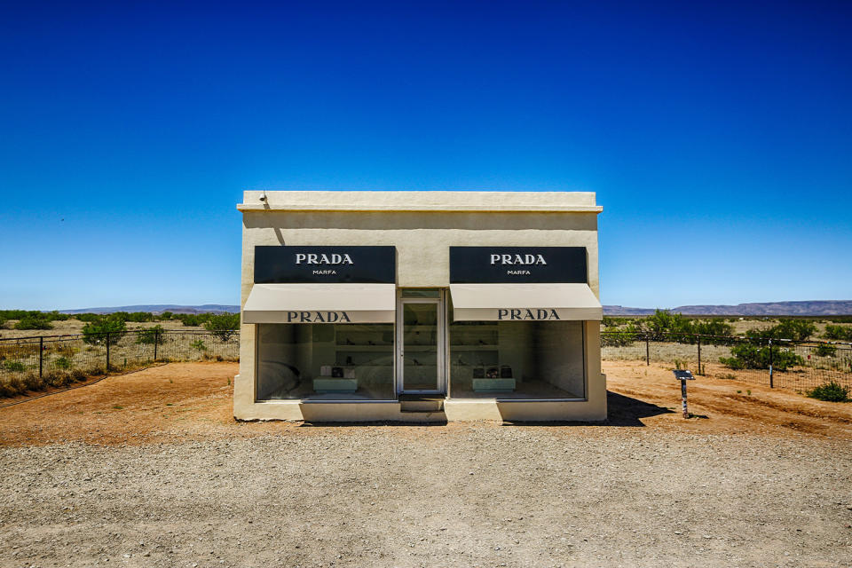 <div class="cell medium-auto caption">Prada Marfa</div> <div class="cell medium-shrink medium-text-right credit">Mick Haupt</div>