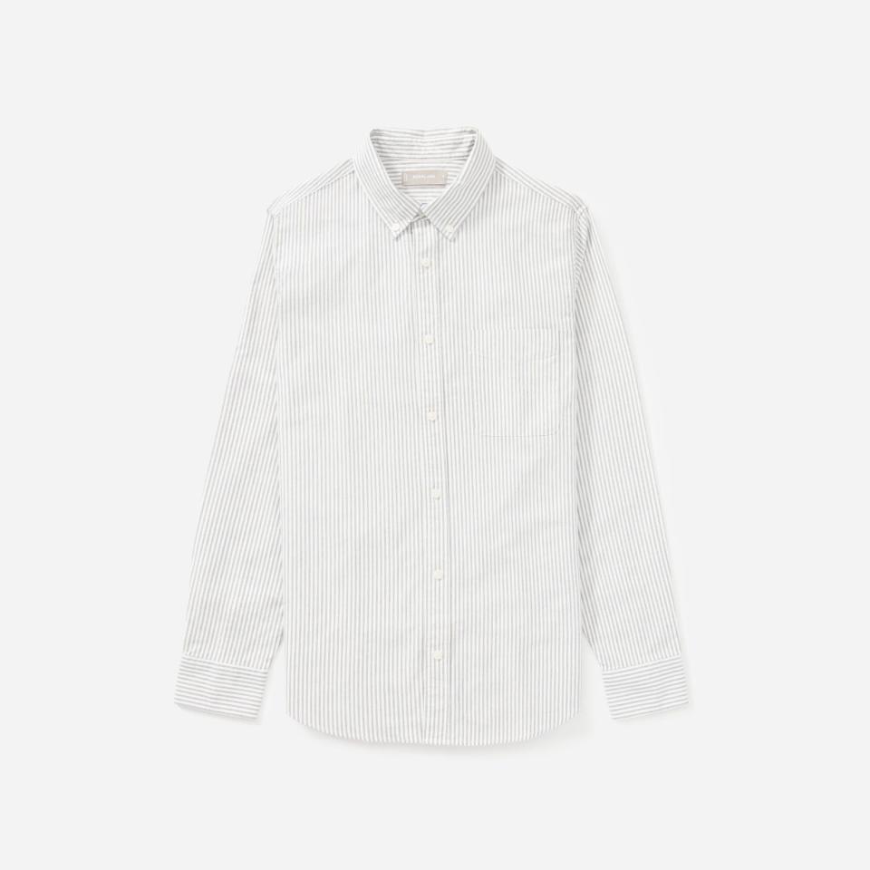The Japanese Slim Fit Oxford (Regular) | Uniform - White / Black Stripe