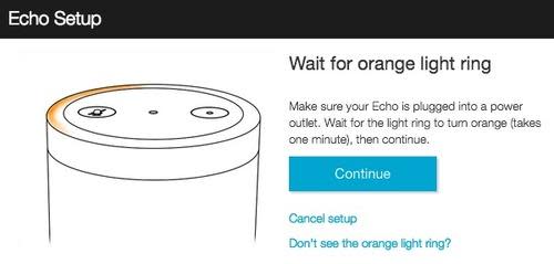 Amazon Echo setup screen