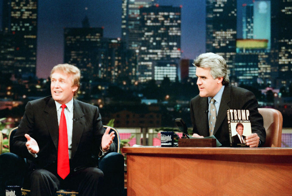 <p>Donald Trump during an interview with <i>Tonight Show</i> host Jay Leno on Nov. 19, 1997.<i> (Photo: Margaret Norton/NBC/Getty Images)</i> </p>