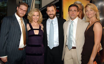 Seth Rogen , Leslie Mann , director Judd Apatow , Steve Carell and Nancy Walls at the Hollywood premiere of Universal Pictures' The 40-Year-Old Virgin