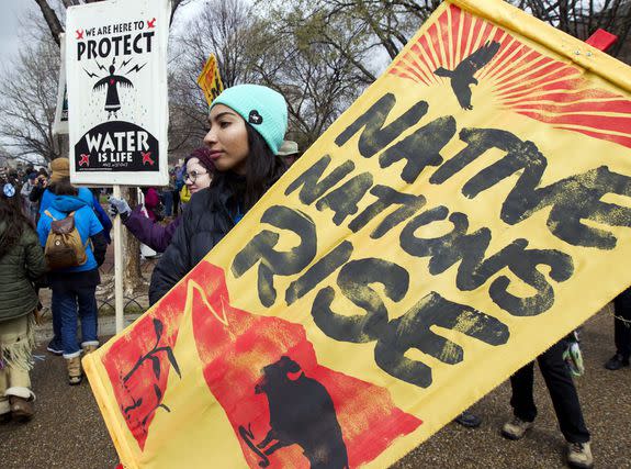 Dakota Access Pipeline demonstrators outside the White House on March 10, 2017.