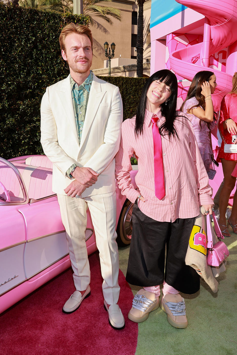 (L-R) FINNEAS and Billie Eilish attend the world premiere of "Barbie" at Shrine Auditorium and Expo Hall on July 09, 2023 in Los Angeles, California.