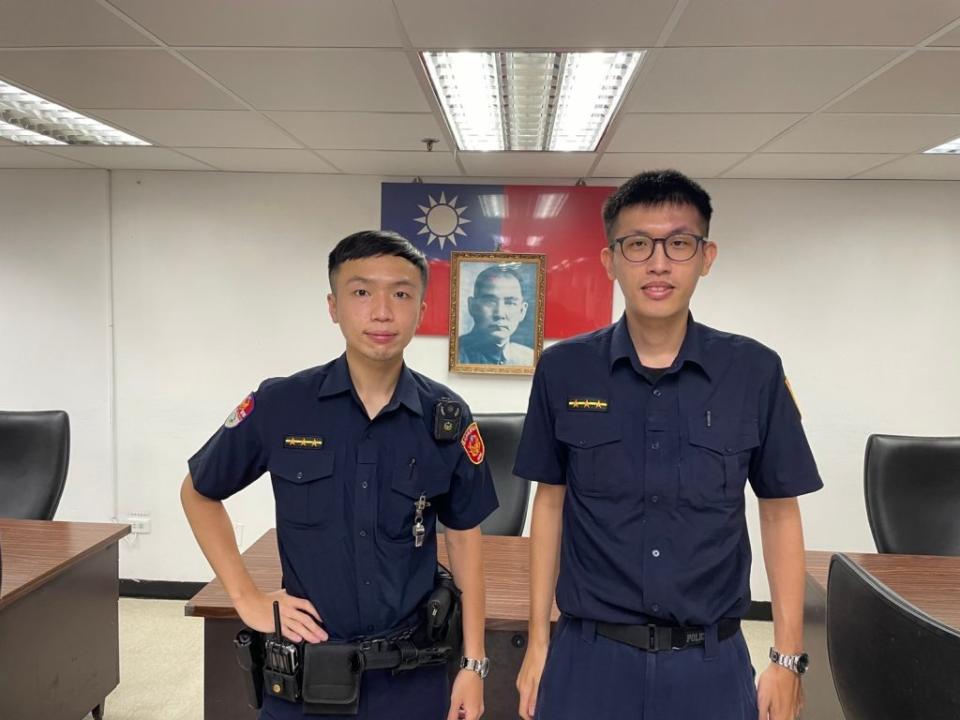 圖片說明:現場員警丁名倫（左）盧炘楷（右）。(記者宋紹誠翻攝)