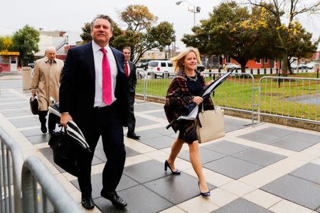 Bridget Anne Kelly, (R) former deputy chief of staff to New Jersey Gov. Chris Christie, arrives to testify in the Bridgegate trial at the Federal Courthouse in Newark, New Jersey, U.S. October 27, 2016. REUTERS/Eduardo Munoz