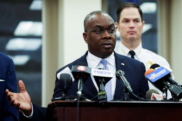 PHOTO: Buffalo Mayor Byron Brown speaks to media after Payton S. Gendron appears in court to plead guilty of charges of killing 10 people in a live-streamed supermarket shooting in a Black neighborhood of Buffalo, New York, Nov. 28, 2022. (Lindsay Dedario/Reuters)