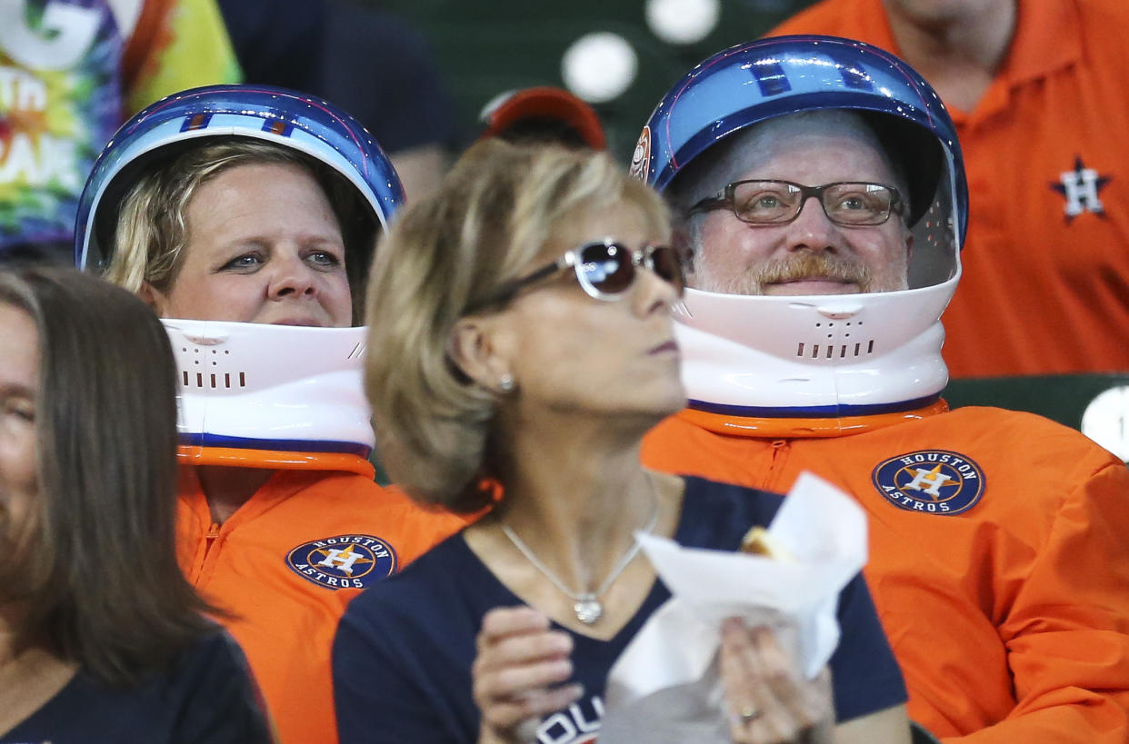 Sep 22, 2019; Houston, TX, USA; Fans wait for the start of a game between the Houston Astros and the Los Angeles Angels at Minute Maid Park. Mandatory Credit: Troy Taormina-USA TODAY Sports