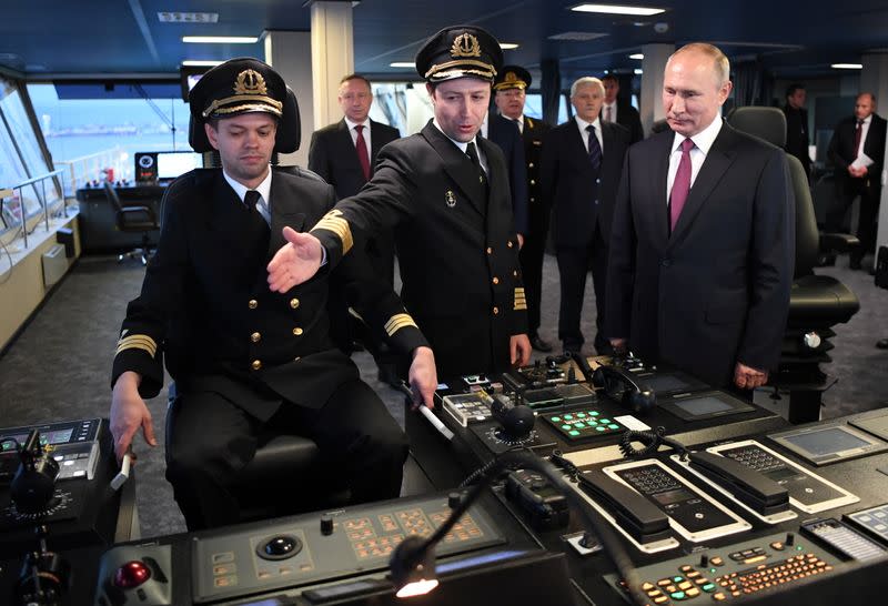 Russian President Putin visits the new icebreaker "Viktor Chernomyrdin", in Saint Petersburg