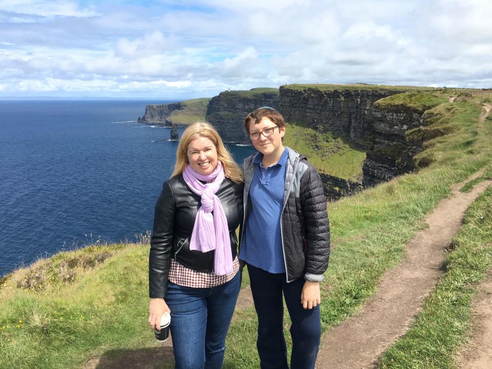 The author and her smartphone-less son, Ben, 14, on vacation last summer in Ireland.