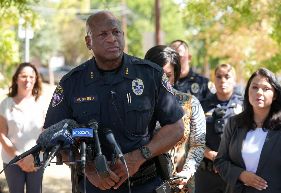 "It's obviously a very sad moment for us today, and our Travis High School community, AISD community," Austin school district Police Chief Wayne Sneed said at a news conference Thursday after the body of an 11th grade student was found at Travis High.