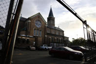 This May 28, 2020 photo shows St. Nicholas Church in Jersey City, N.J. Mitchell Garabedian, an attorney for two alleged victims of Roman Catholic Bishop Nicholas DiMarzio, told the Associated Press that Samier Tadros, 46, stepped forward after hearing that another man, 57-year-old Mark Matzek, had accused DiMarzio of sexually abusing him in the mid-1970s, when he was assigned to St. Nicholas Church. Joseph Hayden, DiMarzio’s attorney, said he has evidence showing the accusations made by both men are false. (AP Photo/Jessie Wardarski)