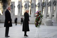 President Biden visits World War Two Memorial on the National Mall in Washington