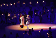 <p>Singers perform during the Opening Ceremony of the PyeongChang 2018 Winter Olympic Games at PyeongChang Olympic Stadium on February 9, 2018 in Pyeongchang-gun, South Korea. (Photo by Ronald Martinez/Getty Images) </p>