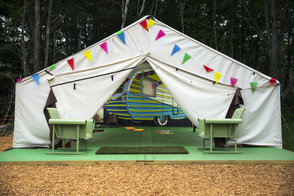 KENNEBUNKPORT, ME - JULY 14: A colorful and inviting tent located within a playground at Sandy Pines Campground is loaded with large-scale games like checkers, Connect Four, and more. (Staff photo by Ben McCanna/Portland Portland Press Herald via Getty Images)