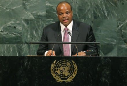 FILE PHOTO: Swaziland King Mswati III addresses the 72nd United Nations General Assembly at U.N. headquarters in New York, U.S., September 20, 2017. REUTERS/Lucas Jackson