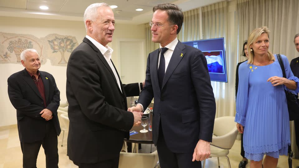 Dutch Prime Minister Mark Rutte met Israeli cabinet minister Benny Gantz at the Knesset in Jerusalem, February 12, 2024. - Abir Sultan/EPA-EFE/Shutterstock