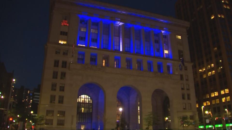 Several downtown buildings are lighting up in teal for Tourette Syndrome Awareness Month.