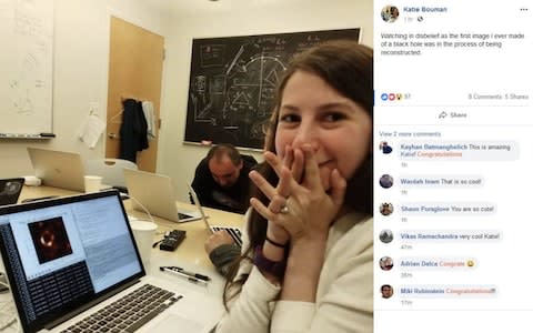 Dr Katie Bouman's Facebook post, showing the moment of her discovery - Credit: @MIT_CSAIL/Twitter