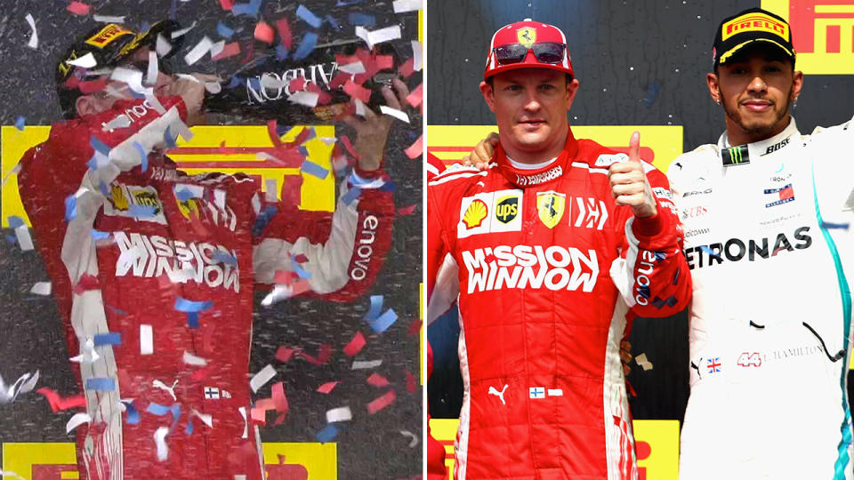 Kimi Raikkonen has ended the longest drought in F1 history to win the United States Grand Prix. Pic: Getty