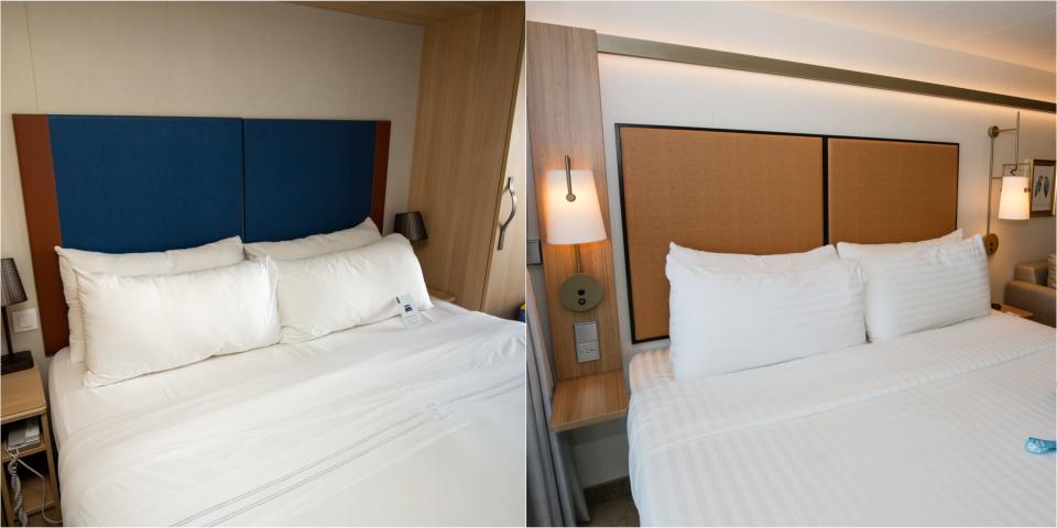 composite of 2 beds on Wonder of the Seas, Icon of the Seas