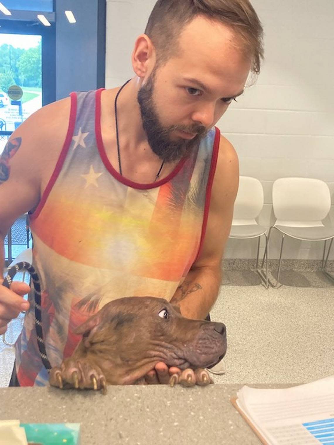 Kyle Dilley of Kansas City found this dog wandering near Kauffman Stadium and brought it into KC Pet Project, 7077 Elmwood Ave.